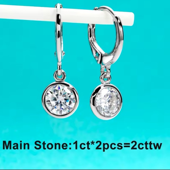 Classic DColor Moissanite2cctw Hoop Earrings 18KGold Plated 925SterliS-Certified - Picture 7 of 10